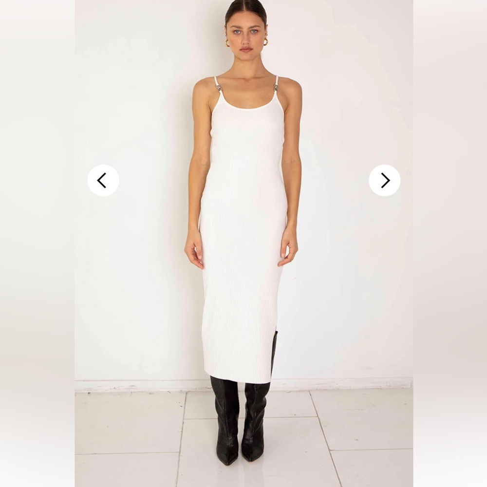The Range Rib MIDI Dress in Shell Org. $275